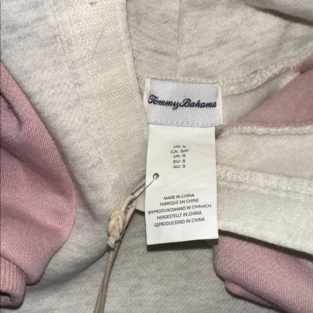 NWT Tommy Bahama Cream Pink Dog Hoodie Size S